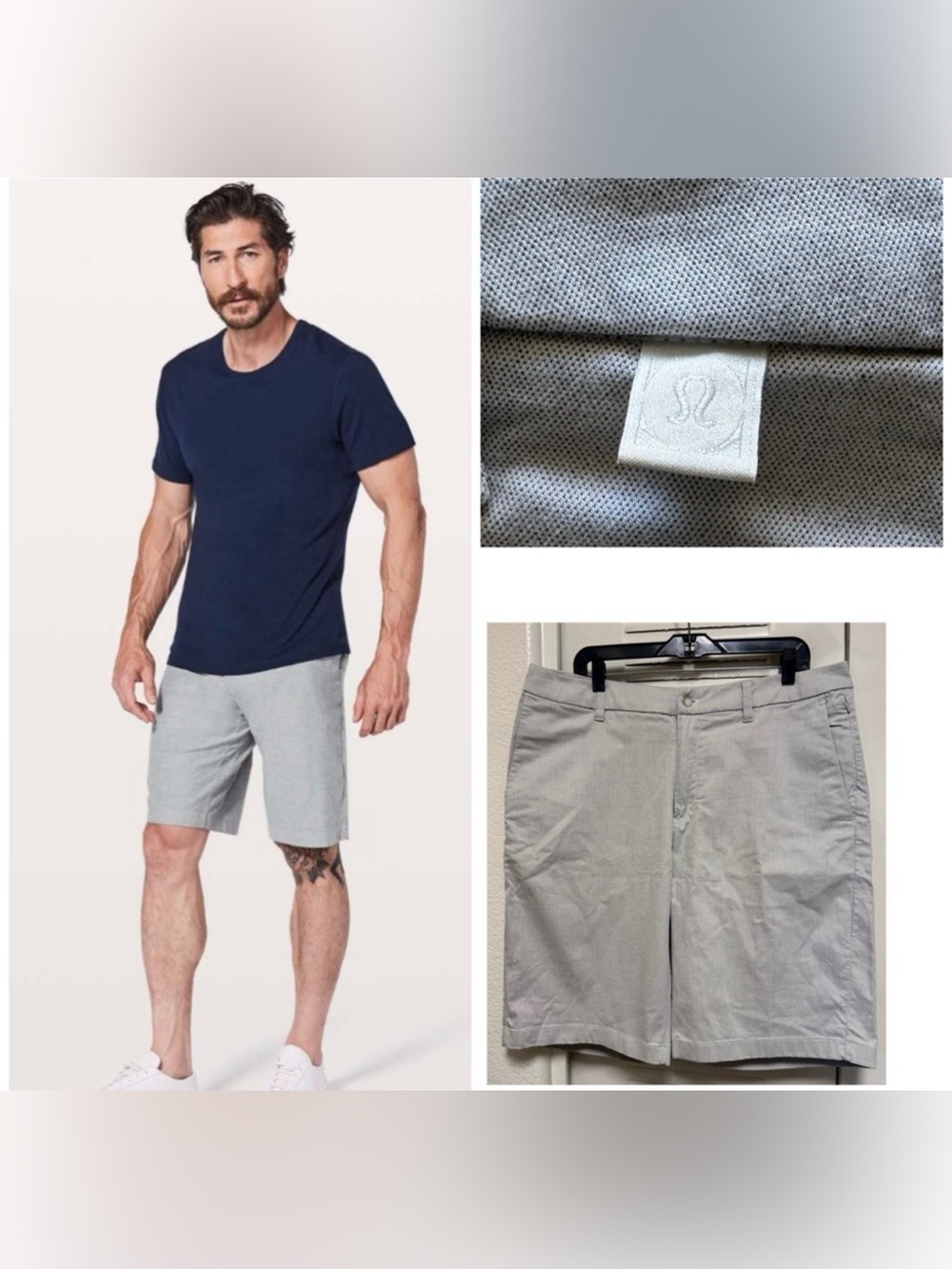 Lululemon Commission Relaxed Short Qwick Oxford Light Gray Sz 36 Flat Front